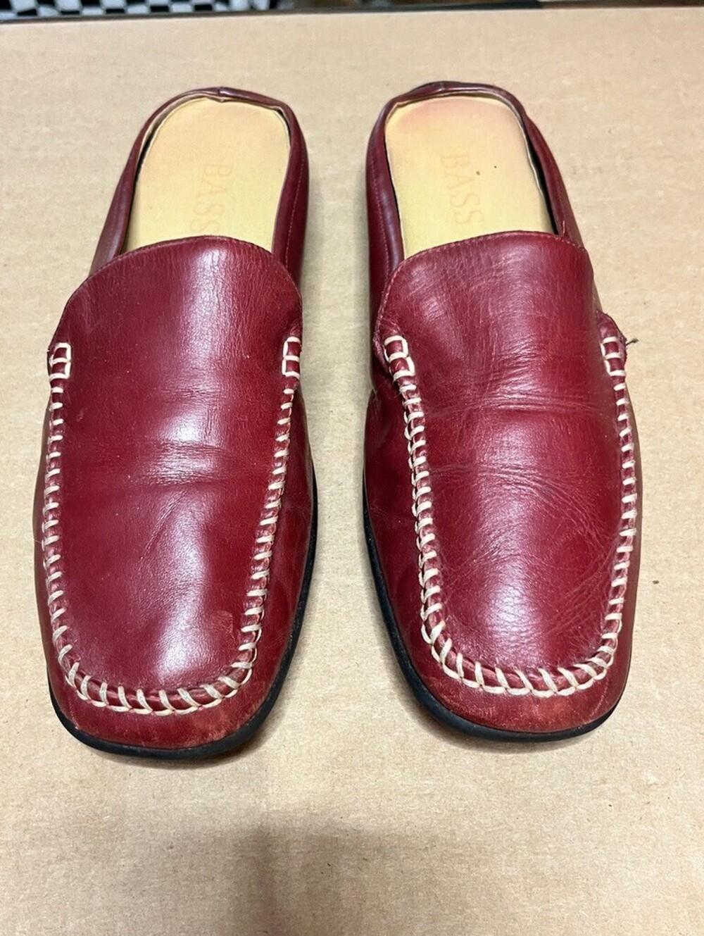 Vintage Red Leather Bass Slip-On Loafers - Classic Comfort!